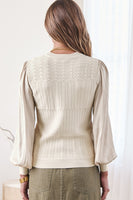 Woven Sleeve Combo Sweater