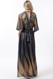 Kimono Sleeve Belted Maxi Dress