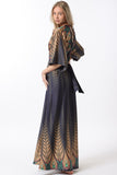 Kimono Sleeve Belted Maxi Dress