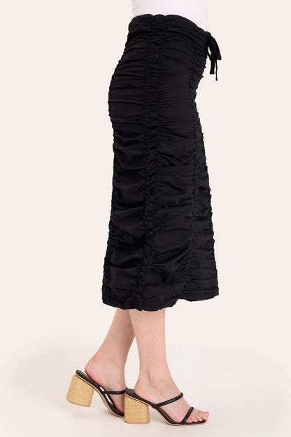 Double Shirred Panel Skirt Black