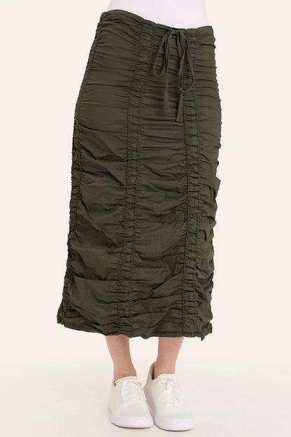 Double Shirred Panel Skirt Olive