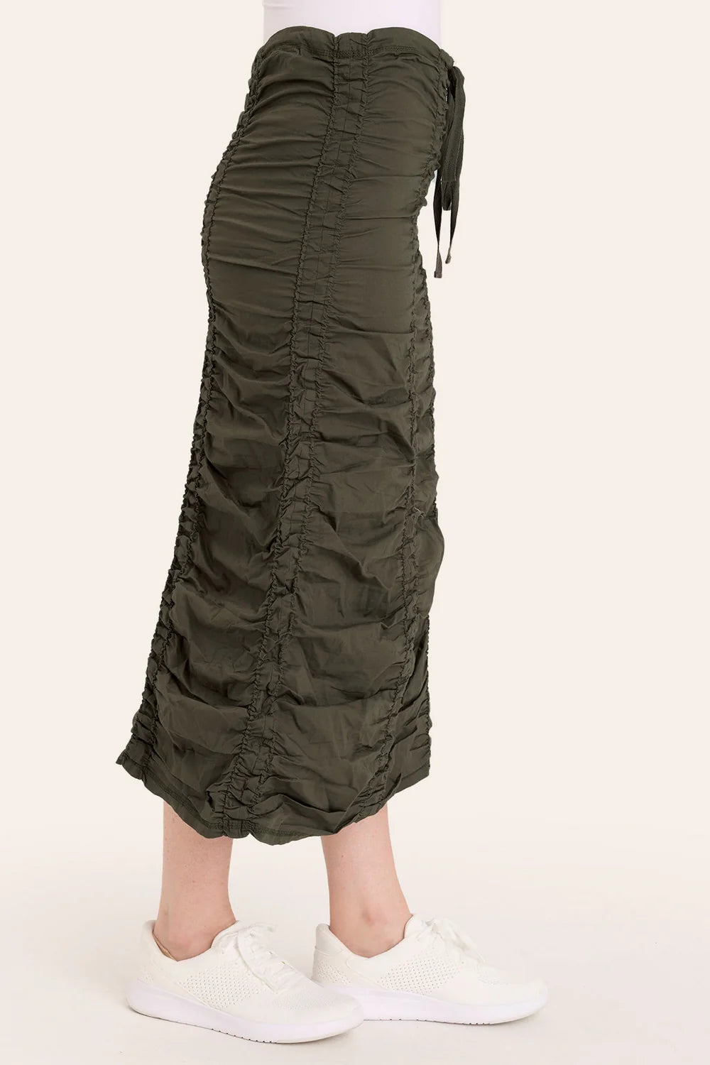 Double Shirred Panel Skirt Olive