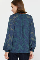 V-Neck Jacquard Blouse