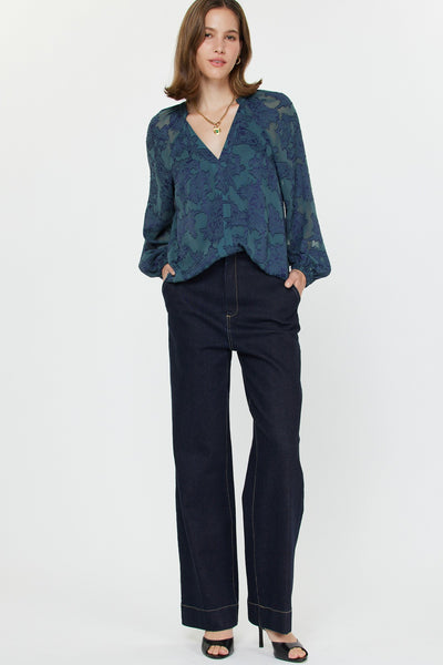 V-Neck Jacquard Blouse