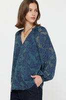 V-Neck Jacquard Blouse