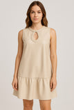 Braided Keyhole Faux Leather Dress