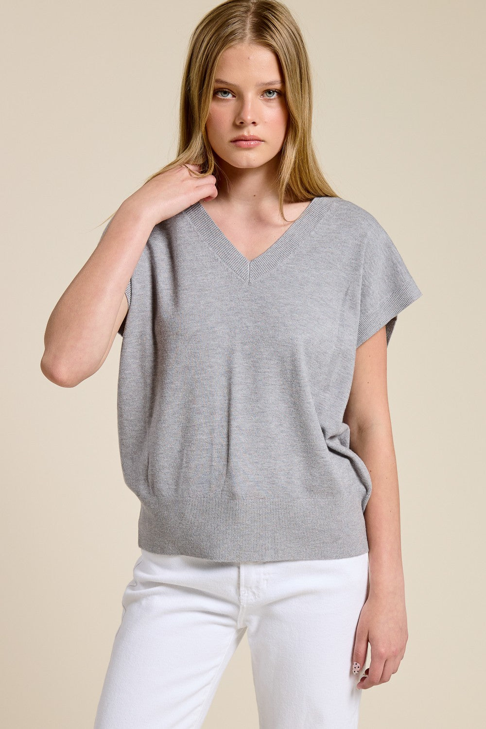 Luxe Dolman V-Neck Sweater Tee