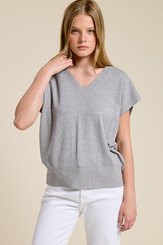 Luxe Dolman V-Neck Sweater Tee