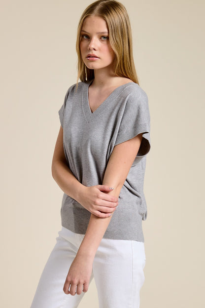 Luxe Dolman V-Neck Sweater Tee