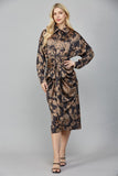 Front Tie Satin Midi Dress