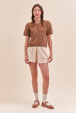 Short Puff Sleeve Sweater Cardigan