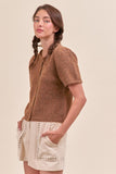 Short Puff Sleeve Sweater Cardigan