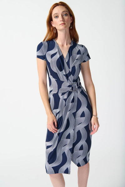 Abstract Print Wrap Dress