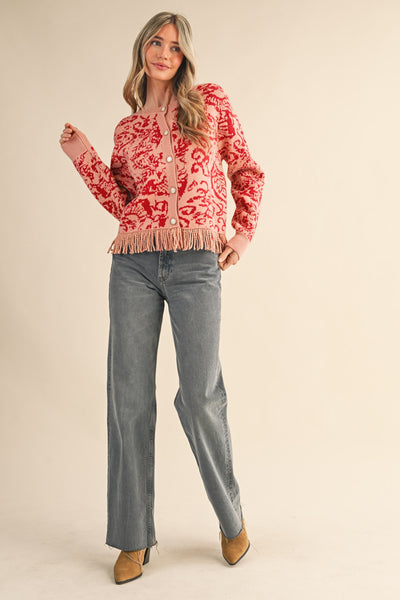 Floral Fringed Cardigan