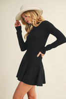 Pleated Sweater Sweater Mini Dress