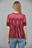 Lace Detail Velvet Babydoll Top Woodrose