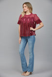 Lace Detail Velvet Babydoll Top Woodrose