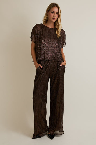 Boat Neck Metallic Top
