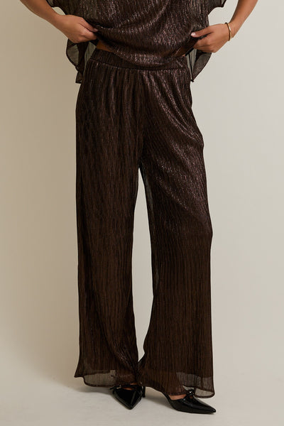 Metallic Wide Leg Pants