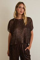 Boat Neck Metallic Top