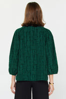 Textured Jacquard 3/4 Sleeve Blouse