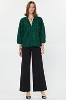Textured Jacquard 3/4 Sleeve Blouse