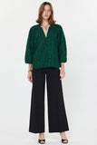 Textured Jacquard 3/4 Sleeve Blouse