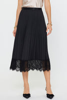 Pleated Midi Skirt with Lace Detail
