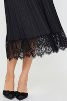 Pleated Midi Skirt with Lace Detail