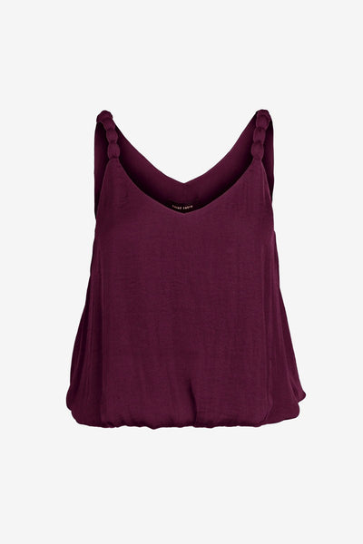 Billowy Strap Accent Tank Top Wine
