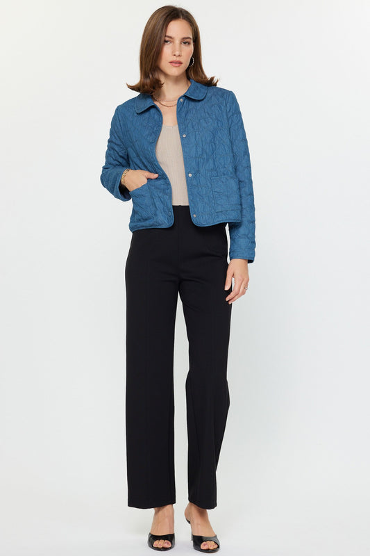 Heart Pattern Quilted Jacket Denim