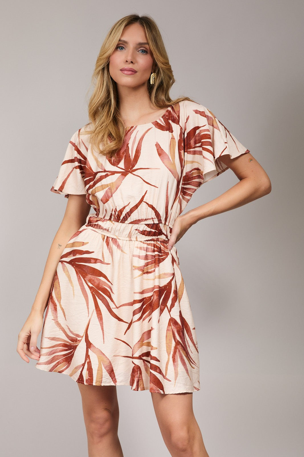 Ruffle Sleeve Mini Dress