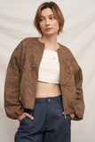 Floral Embroidered Khaki Bomber Jacket