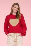 Heart Jacquard Crew Neck Sweater