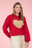 Heart Jacquard Crew Neck Sweater