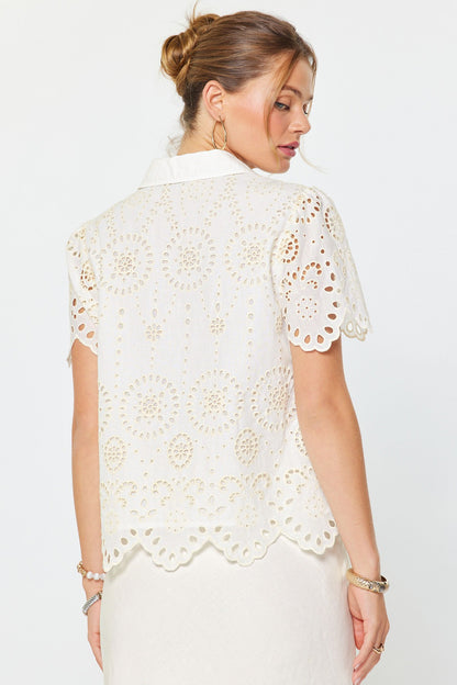 Eyelet Embroidered Woven Top