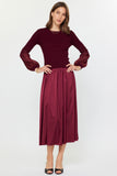Sheer Detail Sweater & Cami Dress Set Wine