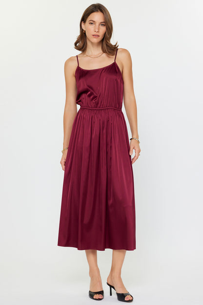 Sheer Detail Sweater & Cami Dress Set Wine