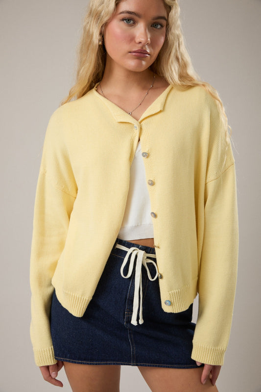 Rolled Neckline Butter Cardigan