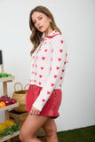 Heart Pattern Button Down Cardigan