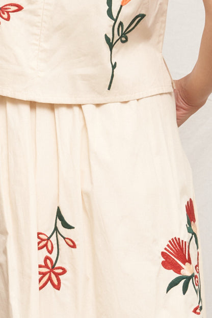Embroidered Detail Midi Skirt