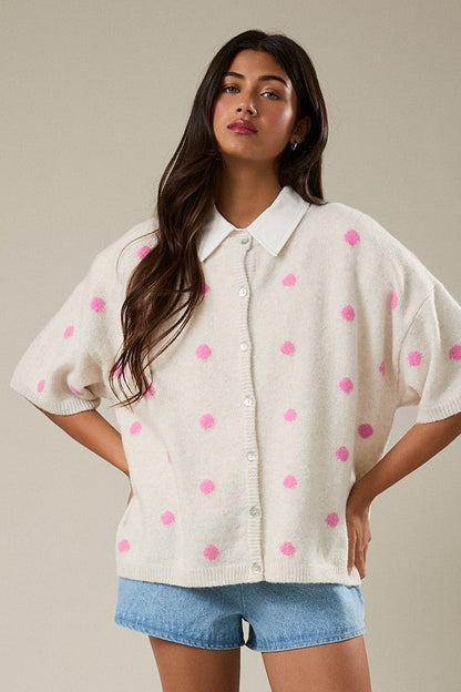 Polka Dot Sweater Cardigan