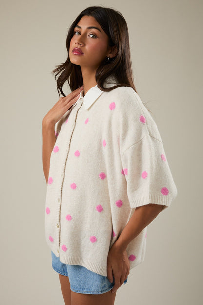 Polka Dot Sweater Cardigan