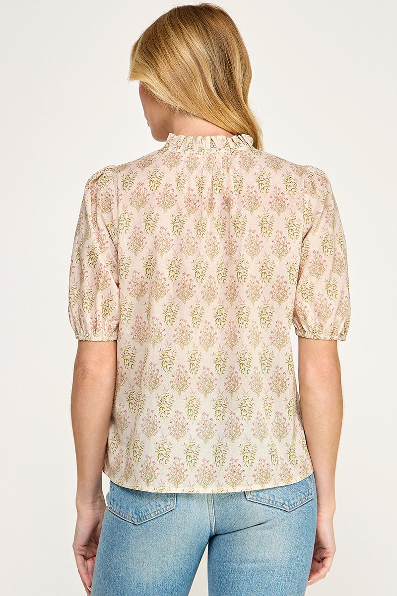 Floral High Neck Blouse