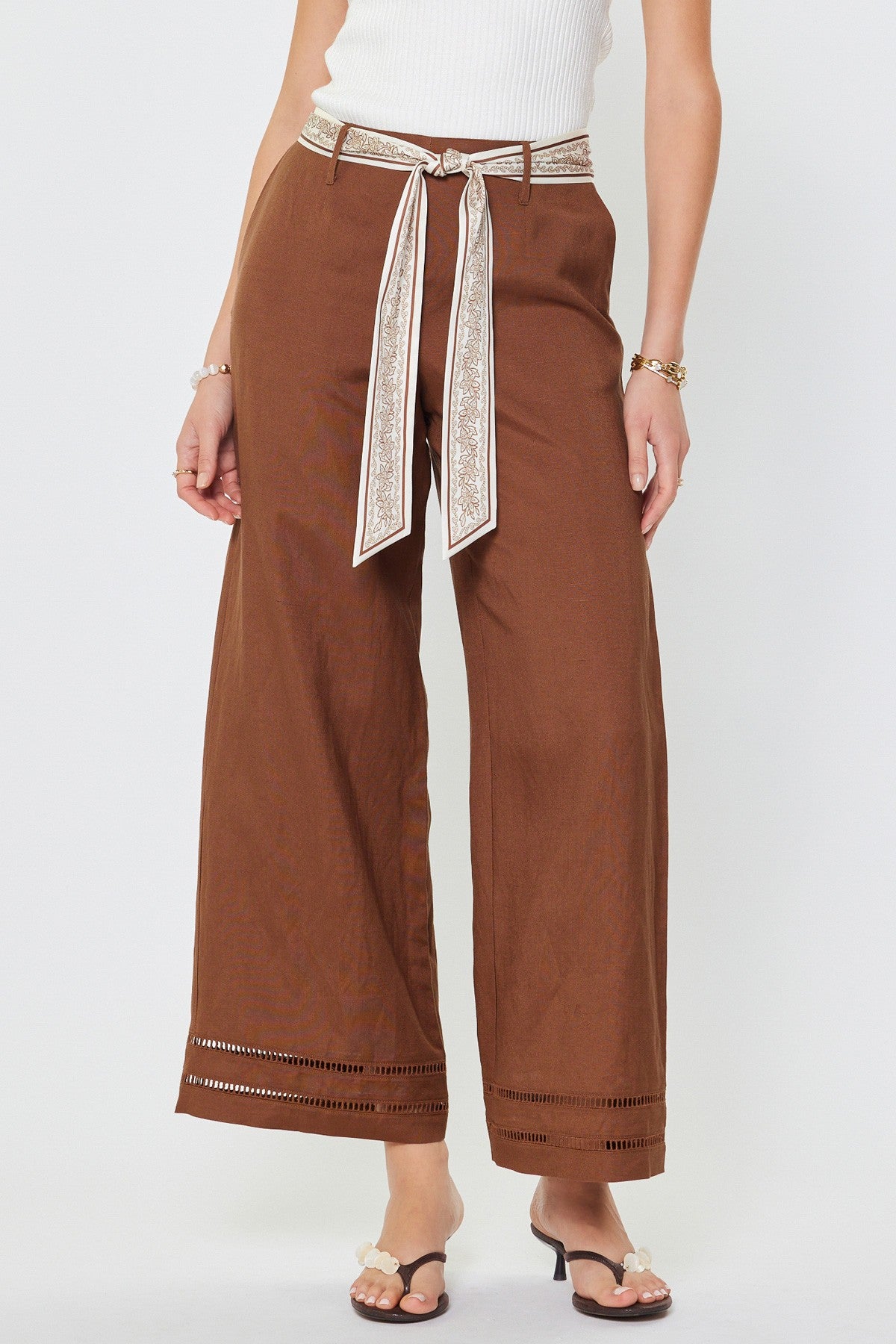 Linen Pants with Scarf Belt