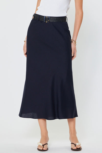 Linen Blend Maxi Skirt Navy