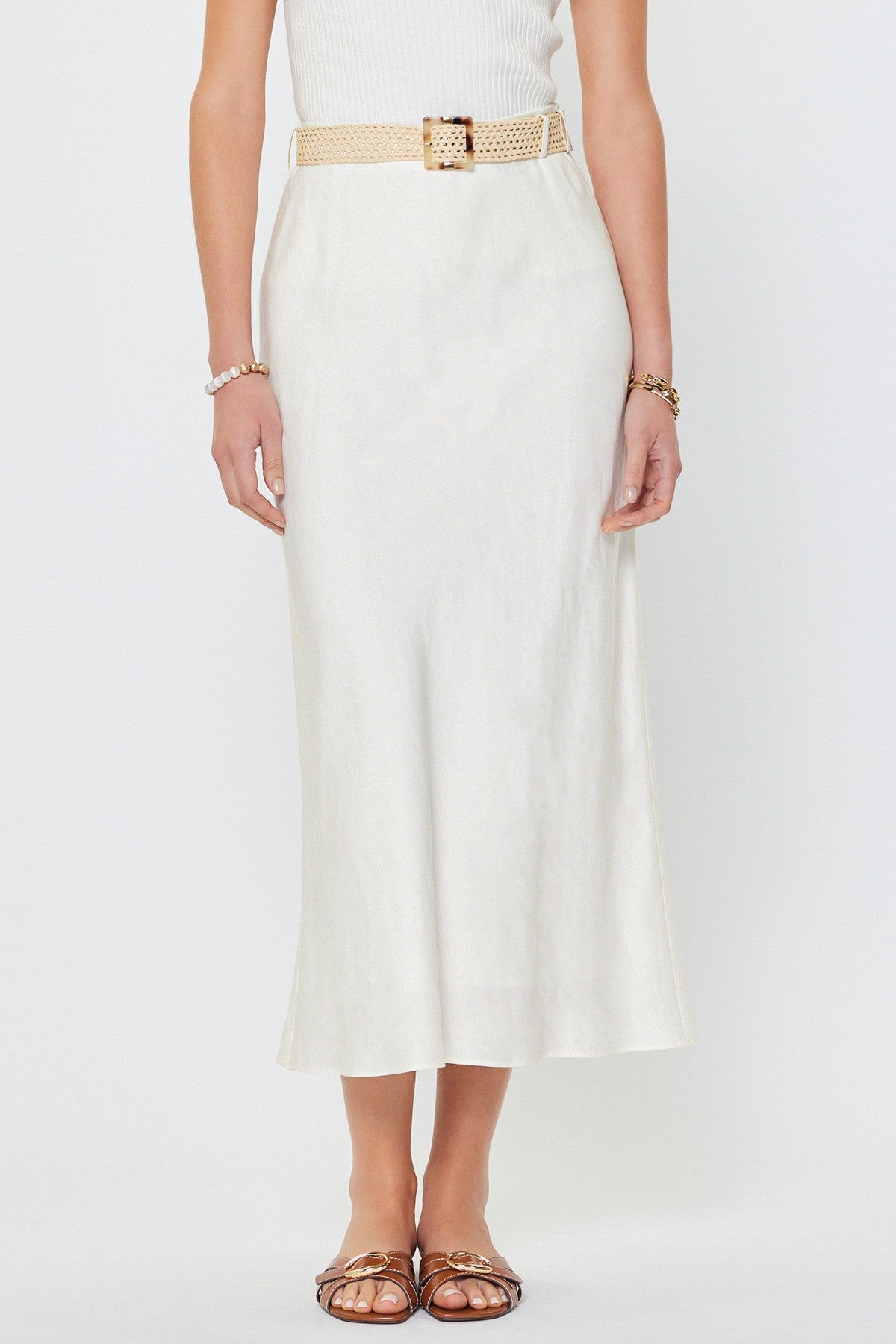 Linen Blend Maxi Skirt
