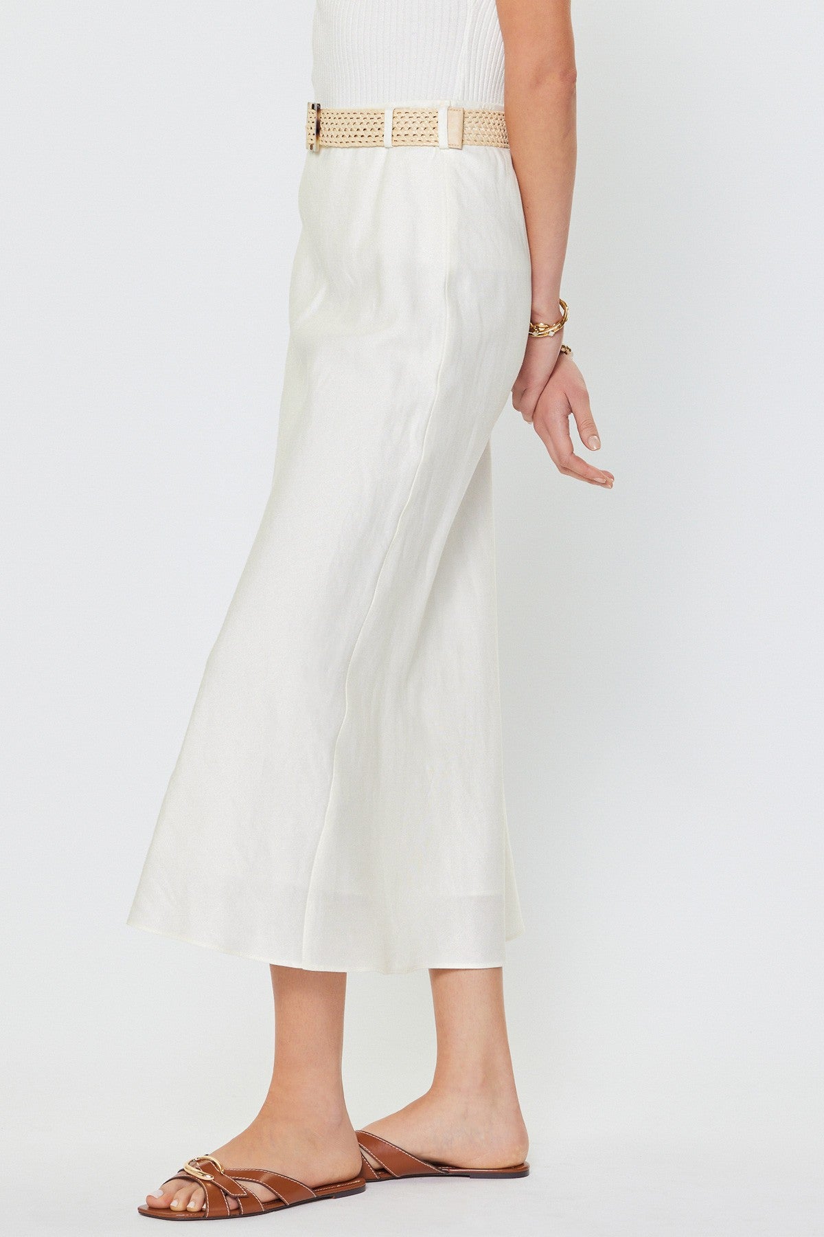 Linen Blend Maxi Skirt
