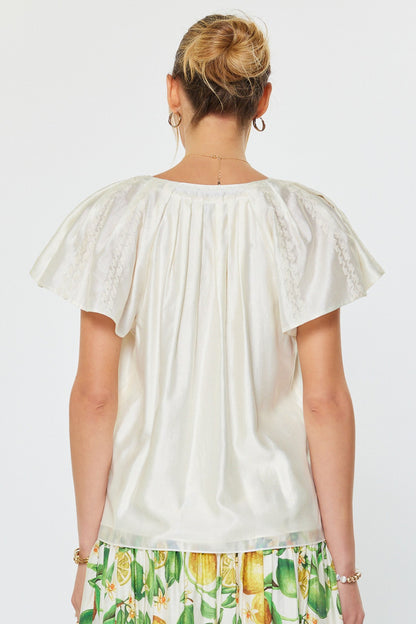 Embroidered Short Sleeve Blouse