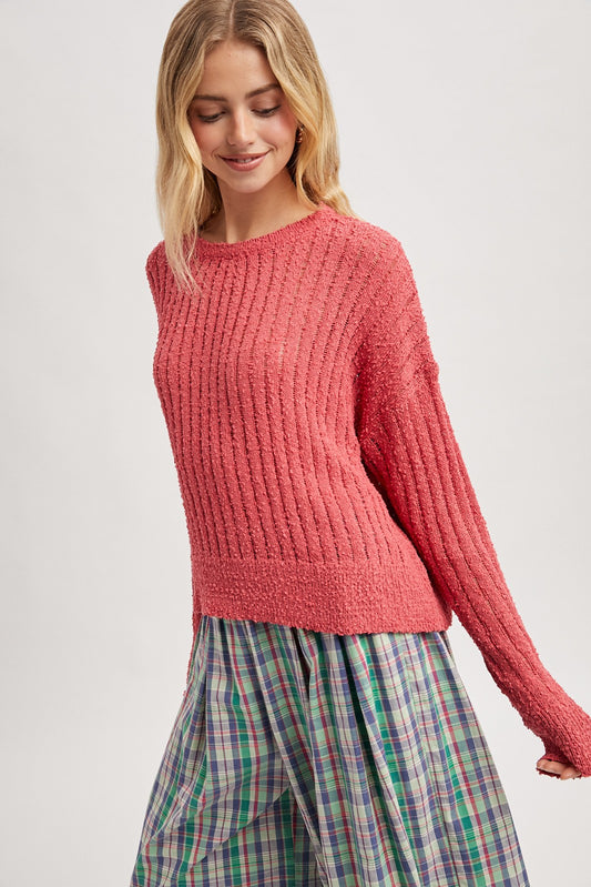 Boucle Ribbed Sweater Berry